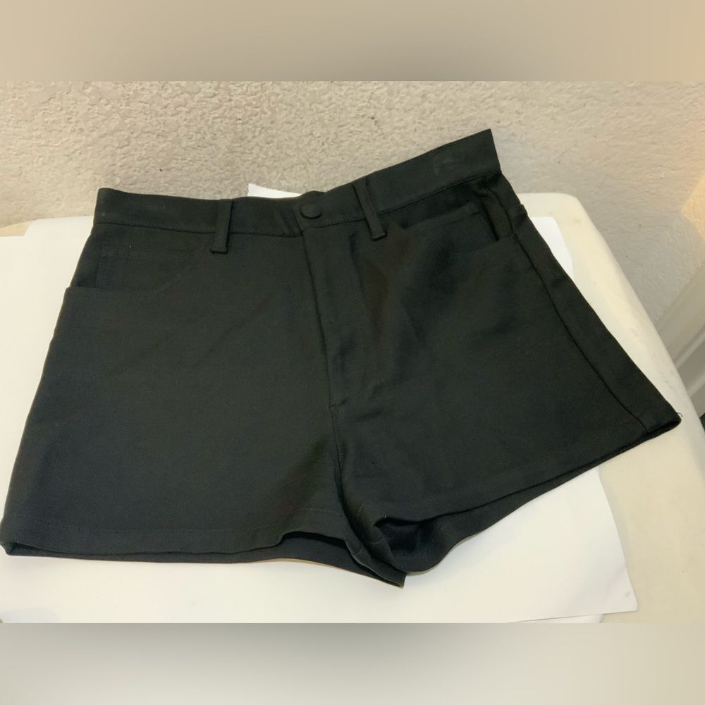 HELMUT LANG Black Button Waistband High Rise Shorts size 4